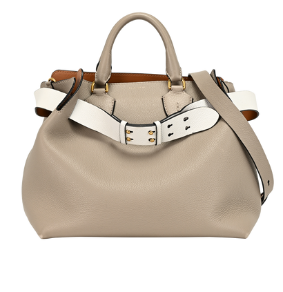 2Way Shoulder Bag, &pound;395, Handbags, Grey, Leather, Front view
